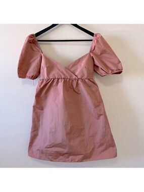 Aritzia WILFRED Heirloom Pink Puffy Sleeve Tie Back Opera Dress Size S